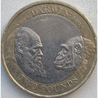 Великобритания 2 фунта 2009 г. 200 лет со дня рождения Чарльза Дарвина