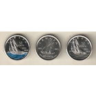 Канада набор 10 цент 2021 100 лет шхуна Bluenose 3 монеты