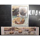 Корея. 1988 год. Флот. Открытие Америки Христофором Колумбом. Блок и сцепка (941)