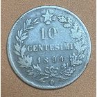 Монета 10 чентезимо 1894 год. Италия. Король Умберто I