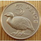 Гамбия. 3 пенса 1966 год  КМ#2  "Двушпоровый турач"   Тираж: 2.000.000 шт