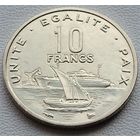 Джибути. 10 Франков 1999 год  KM#23   "Корабль" "Порт"