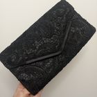 Ажурный Новый Черный Клатч Мини Сумка Кружево Атлас Аксессуар Миниатюра