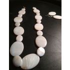 Бусы + серьги, натуральный перламутр, комплект, крупные бусины, длина 52 см.