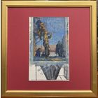 Гавриленко П.Н. Этюд к картине "На лесах", 1960 г. Картон, масло. Размер с рамой и паспарту 46,5х46,5 см.