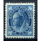 Британские колонии - Канада - 1897/98г. - королева Виктория, 5 с - 1 марка - чистая, без клея, есть разрыв снизу слева [Mi 58]. #3-WB-76-A-1