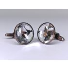 Запонки горный хрусталь серебро 875 клеймо звезда СССР Русские самоцветы.