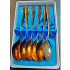 Винтажные мельхиоровые с позолотой чайные ложки времен СССР в презентабельной упоковке .