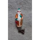 Ёлочная игрушка СССР Дед Мороз с мешком прищепка стекло