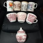 Англия Чашки Кремовая кружка с рельефным рисунком загородной жизни дома курочки петухи собаки клеймо в тесте клеймо Staffordshire Made in England Фарфор Керамика