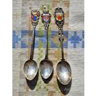 ЕВРОПЕЙСКИЕ ГОРОДА СЕРЕБРО 800 ЭМАЛЬ ГЕРБ ПОДБОРКА ИЗ 3 КОФЕЙНЫХ ЛОЖЕК 24 грамма серебра