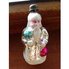 Винтажная ёлочная игрушка Дед Мороз 1. Стекло СССР