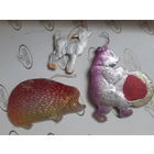 Елочные игрушки картонаж козленок, ежик, мишка с мячом