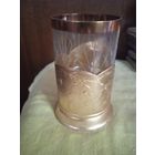 Подстаканник Зубр алюминий и оригинальный стакан с ручной резкой