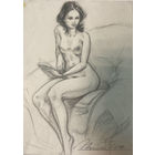 "Обнаженная с книжкой" рисунок большой а2 формата