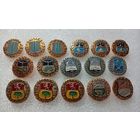 Гербы городов. Значки из серий: Древний герб. Золотое кольцо. Северное ожерелье. Цена указывается за один значок. #-IV-08/2