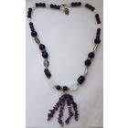 Бусы винтажные, природный аметист, лунный камень. Подвески. Колье 60-70-х годов, Чехословакия. Длина 57 см плюс подвески кулон 8 см