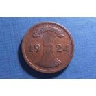 2 пфеннига 1924 А. Германия. Веймарская республика. (Рентенмарка)