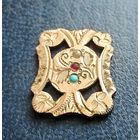 Старинная позолоченная накладка ручной работы. Толстенная позолота! С рубля.