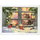 Открытка. С новым годом! Ёлочка. Фауна. Животные. Кот. Котик. Котёнок. Ёлочные игрушки. Снегирь. Худ. Е.Чистотина (чистая)