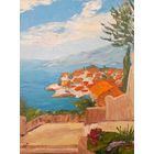 Картина маслом "Средиземноморский городок". Мастихин, холст на картоне 30х40 см