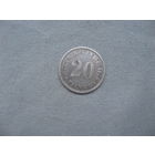 Германия 20 пфеннигов 1876 D