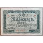 Германия 50 млн марок 1923 г Вальд (Золинген прусские провнции на Рейне) XF тисненая печать В/З 5381.f