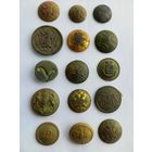 Пуговицы РИ. 15 шт. С рубля, без м.ц. См. др. мои лоты