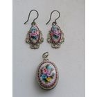 Серьги и кулон - лакет Ростовская финифть