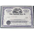 Акция, King's Department Stores Inc, 100 акций, 1961