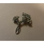 Брошь Белые стразы Букет Англия клеймо винтаж