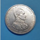 Германия. 1913 год. 5 марок. Вильгельм II. Мундир. Серебро