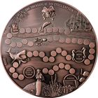 RARE Палау 5 долларов 2015г. Игра: "Сокровище свирепого Капитана". 180мм. Монета в подарочном мешочке; фишки; кубик; сертификат; правила игры, подставка. Медно-цинковый сплав 680гр.