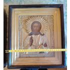 Икона Господь Вседержитель, 19 век. Оклад с Золочением! Киот. Люкс!