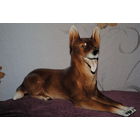 БОЛЬШАЯ Фарфоровая фигурка/статуэтка: "СОБАКА" - 1951-1972 годы. Германия. Размер изделия в длину - 35 см. Предположительно, что это немецкий фарфор от Bavaria. *Имеется дефект одного уха, - см.фото-!