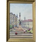 Бржозовский Г.Ф "Дождливый день". Памятник А.Мицкевичу во Львове. Холст, масло. Размер с рамой 52х73,5 см.