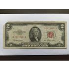 США 2 $ красная печать 1953 (обрезан угол)