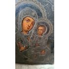 Икона Смоленская Богородица 1878 год серебро 84 в киоте .