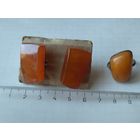 Запонки и кольцо винтажное янтарь