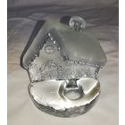 Подсвечник - пресс-папье "Домик", матированное стекло, НЕМАН? СССР