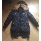 Дутое пальто на зиму с натур. мехом, набито натуральным пухом S-M, мин. цена, так как переезжаю