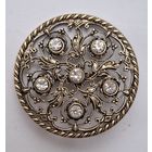 Брошь ажурная с кристаллами. Мельхиор. 70-е годы,  Германия