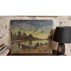 Лагун Владимир Андреевич 1922-2004г ЧСХ БССР Х/м "Неман" ночная рыбалка 1990г.р46-56 см