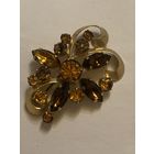 Брошь Коньячные стразы Чехия 50-е