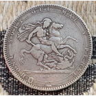 Великобритания 1 крона 1819 года, LIX. Георг III. Георгий Победоносец. Серебро 925. Сторгуй за свою цену, предложи обмен!  Y