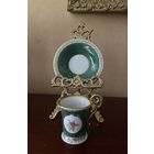 Кофейная пара Букет Зеленая глазурь Германия винтаж