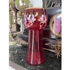 Ваза красное стекло роспись золотом Неман этикетка