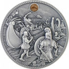 Ниуэ 5 долларов 2020г. "Битва при Саламине. Корабль". Монета в капсуле; деревянном подарочном футляре; номерной сертификат; коробка. СЕРЕБРО 62,20гр.(2 oz).