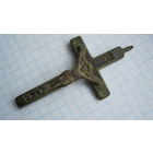 Крестик-распятие старинный, католический, нательный. Бронза, литье.