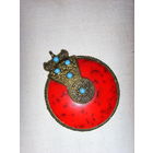 Кулон винтажный . Имитация коралл, бирюза